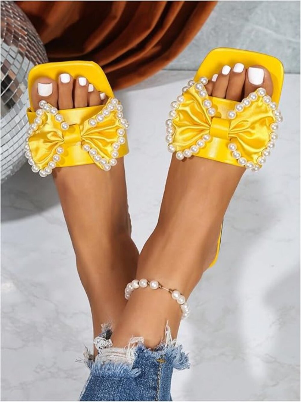 Bow Pearl Flat Sandals